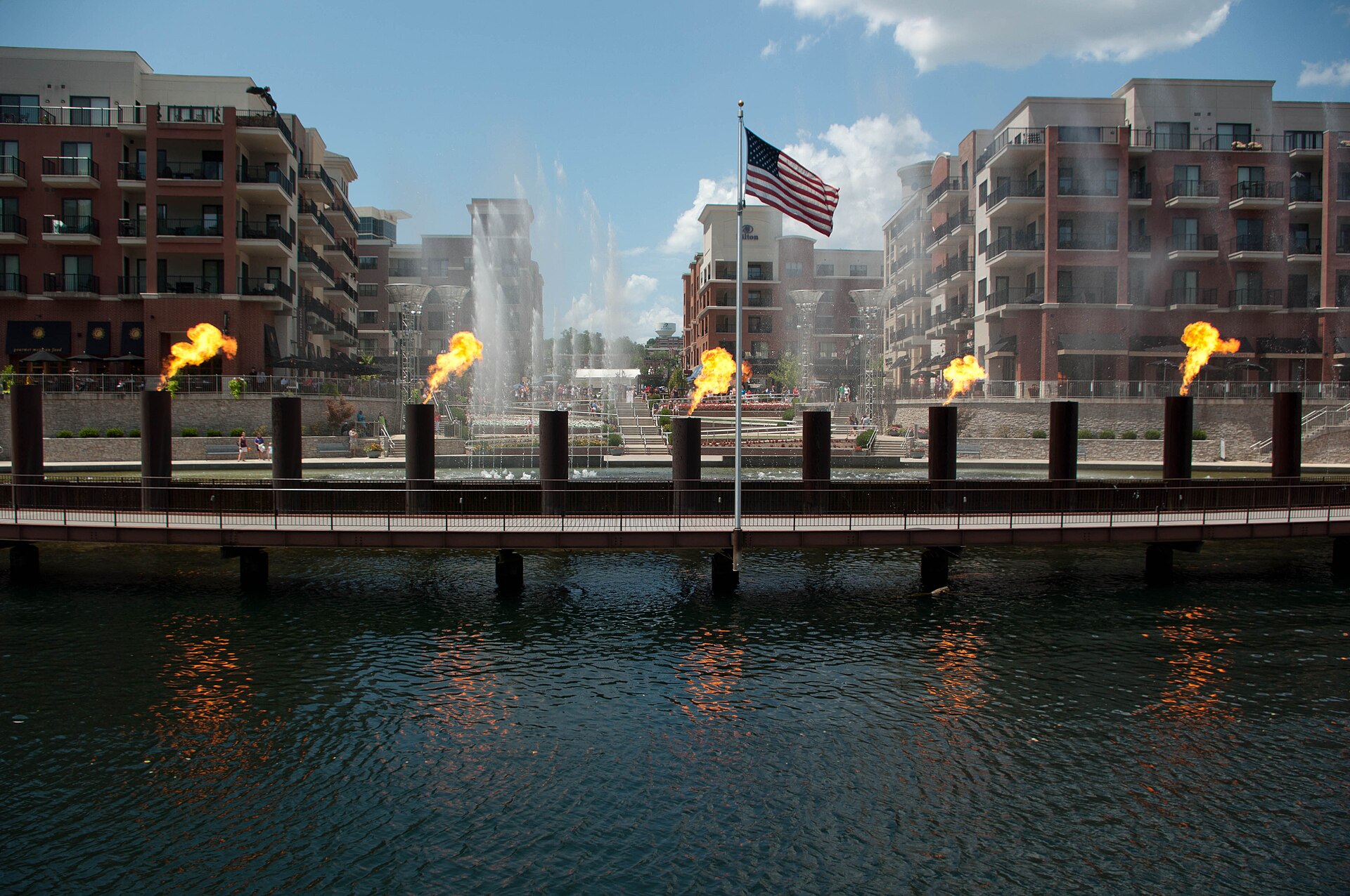 Branson Landing waterfront buildings beside Lake Taneycomo